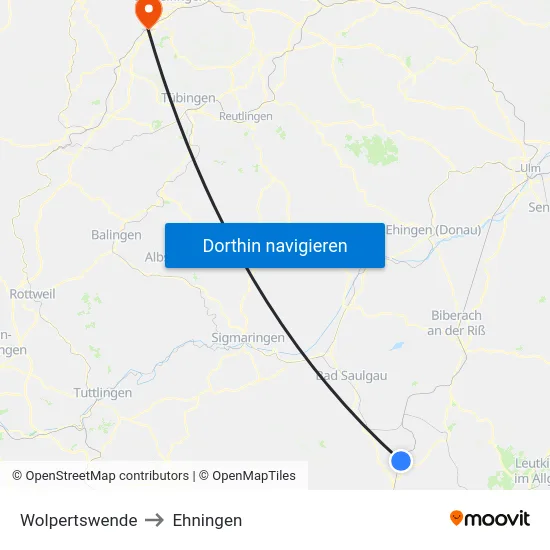 Wolpertswende to Ehningen map