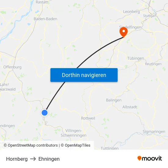 Hornberg to Ehningen map