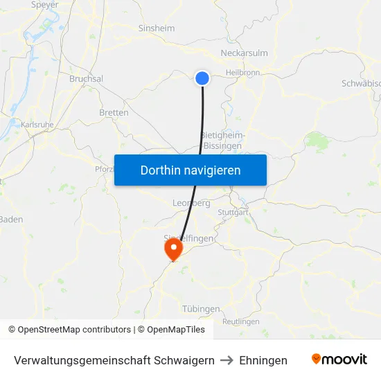 Verwaltungsgemeinschaft Schwaigern to Ehningen map