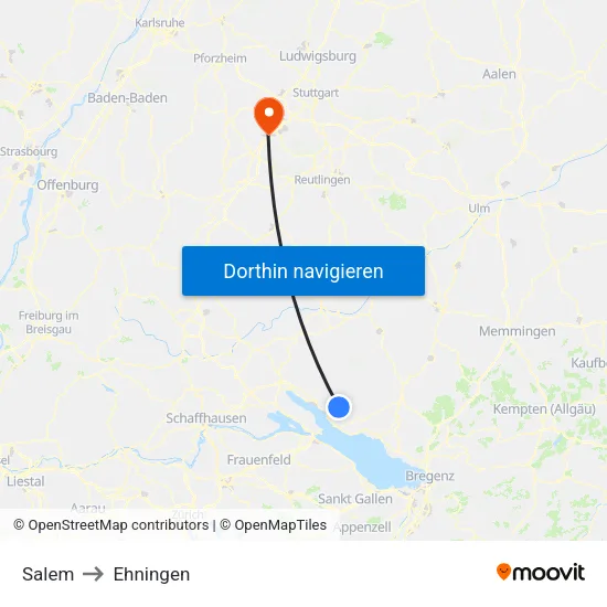 Salem to Ehningen map