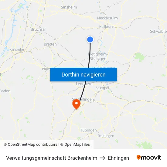 Verwaltungsgemeinschaft Brackenheim to Ehningen map