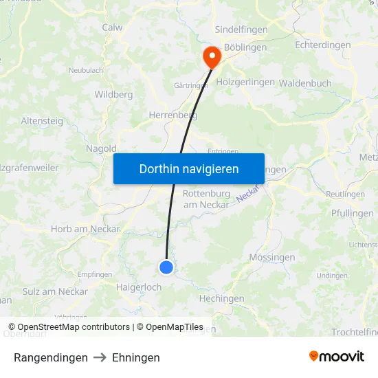 Rangendingen to Ehningen map
