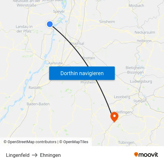 Lingenfeld to Ehningen map