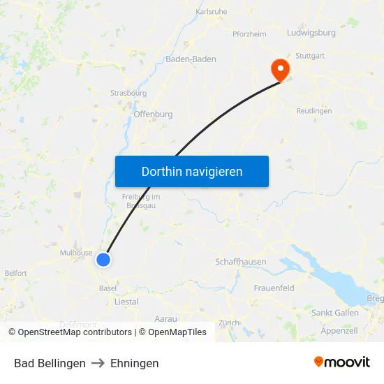 Bad Bellingen to Ehningen map