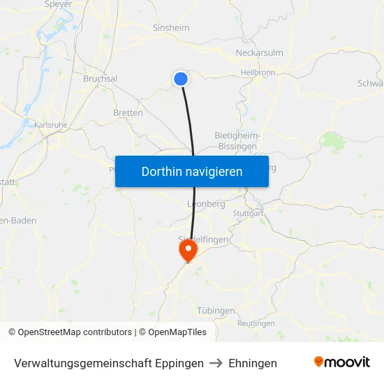 Verwaltungsgemeinschaft Eppingen to Ehningen map