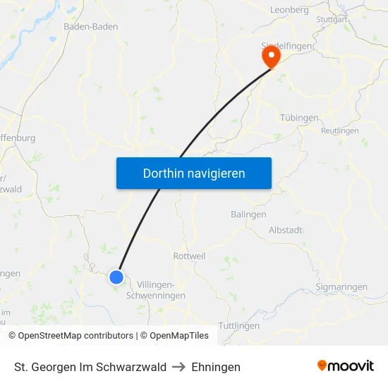 St. Georgen Im Schwarzwald to Ehningen map