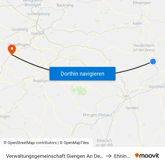 Verwaltungsgemeinschaft Giengen An Der Brenz to Ehningen map
