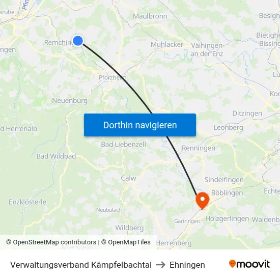 Verwaltungsverband Kämpfelbachtal to Ehningen map