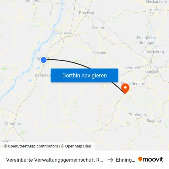 Vereinbarte Verwaltungsgemeinschaft Rastatt to Ehningen map