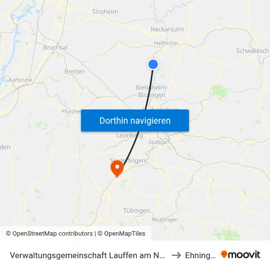 Verwaltungsgemeinschaft Lauffen am Neckar to Ehningen map