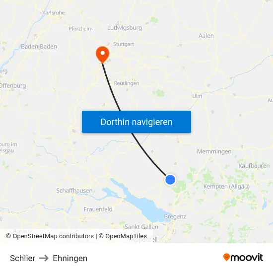 Schlier to Ehningen map