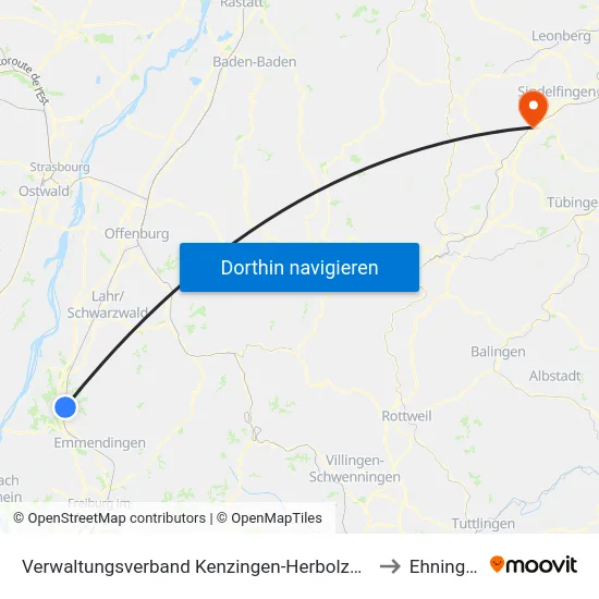 Verwaltungsverband Kenzingen-Herbolzheim to Ehningen map