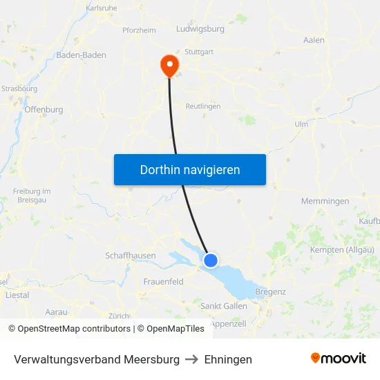 Verwaltungsverband Meersburg to Ehningen map