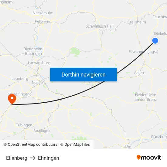 Ellenberg to Ehningen map