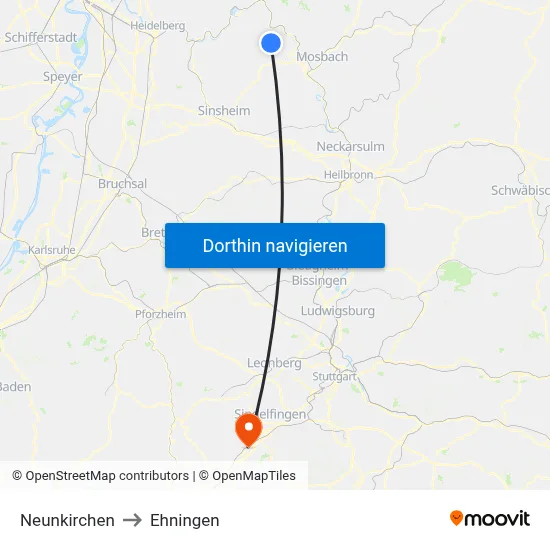 Neunkirchen to Ehningen map