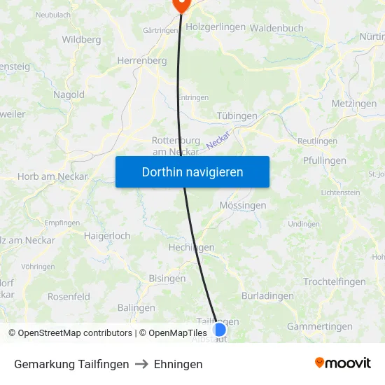 Gemarkung Tailfingen to Ehningen map
