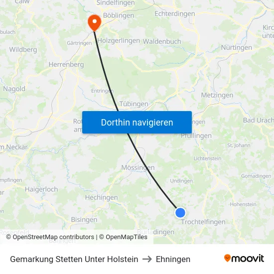 Gemarkung Stetten Unter Holstein to Ehningen map