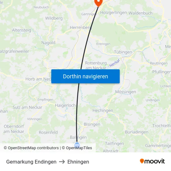Gemarkung Endingen to Ehningen map