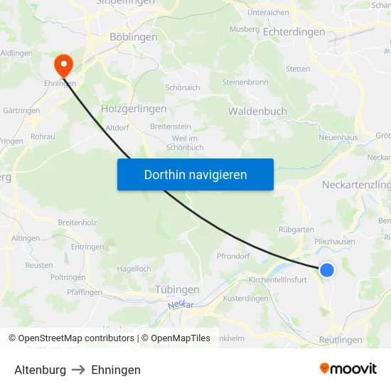 Altenburg to Ehningen map