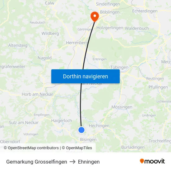 Gemarkung Grosselfingen to Ehningen map