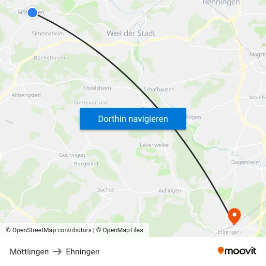 Möttlingen to Ehningen map