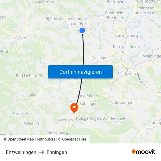 Enzweihingen to Ehningen map