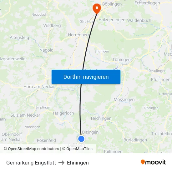 Gemarkung Engstlatt to Ehningen map