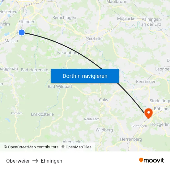 Oberweier to Ehningen map