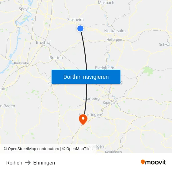 Reihen to Ehningen map