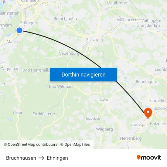 Bruchhausen to Ehningen map