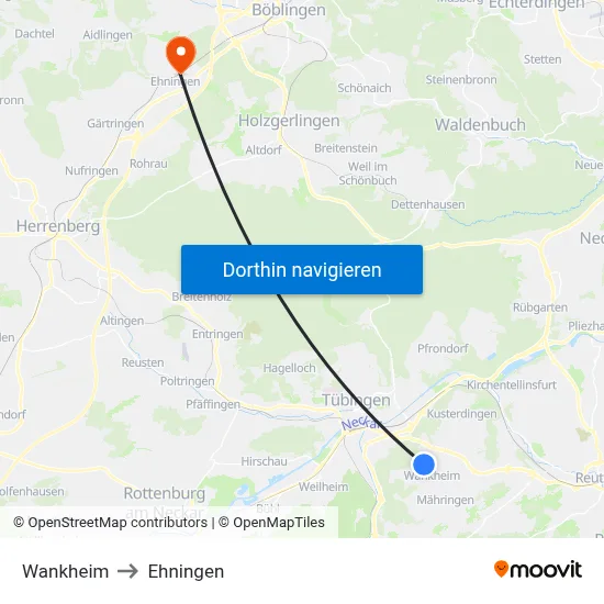 Wankheim to Ehningen map