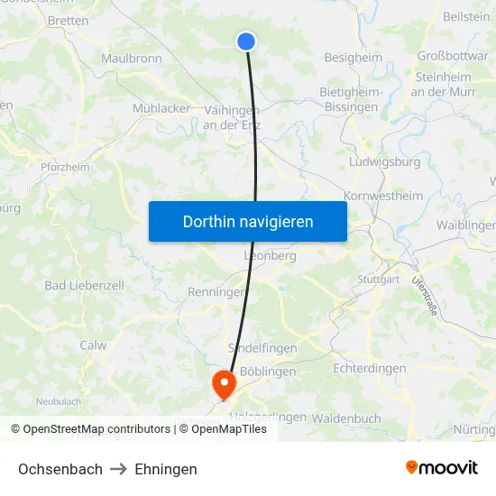 Ochsenbach to Ehningen map