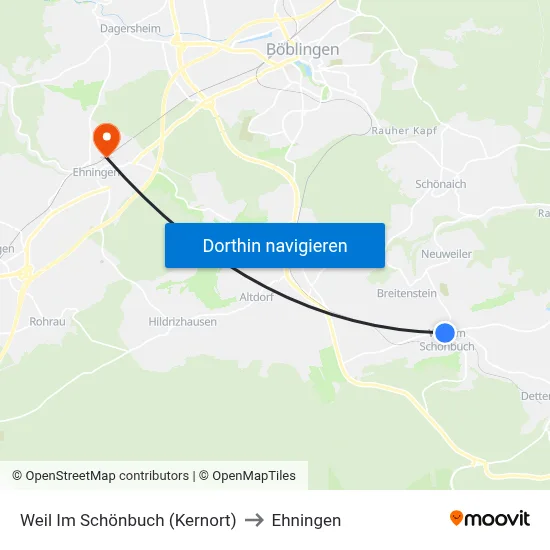 Weil Im Schönbuch (Kernort) to Ehningen map