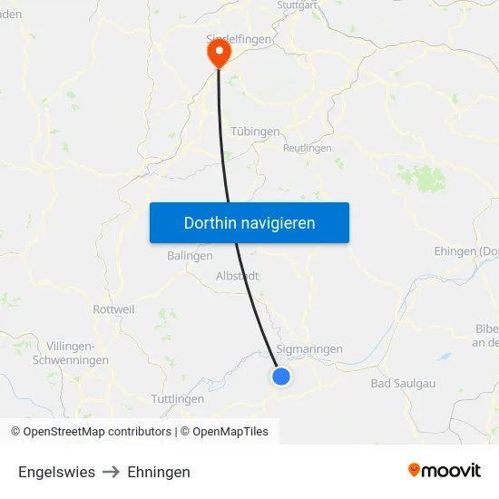 Engelswies to Ehningen map
