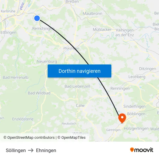 Söllingen to Ehningen map