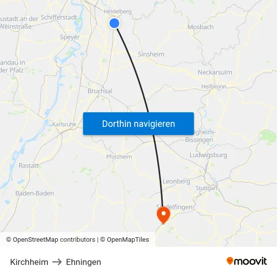 Kirchheim to Ehningen map