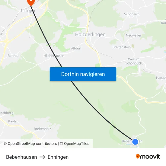 Bebenhausen to Ehningen map
