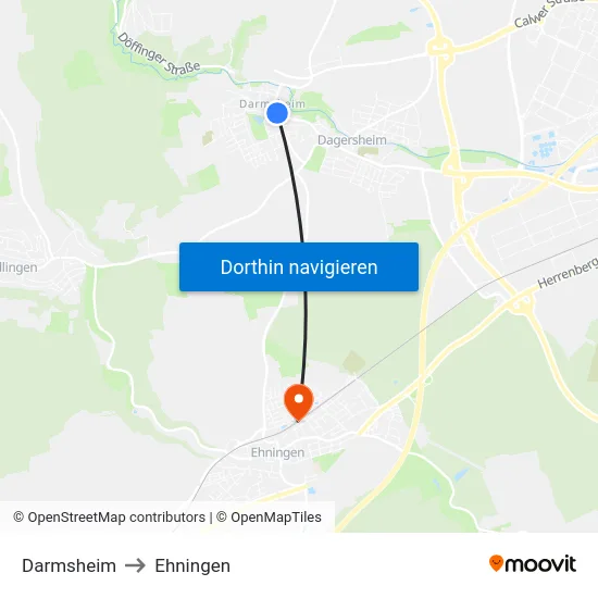 Darmsheim to Ehningen map