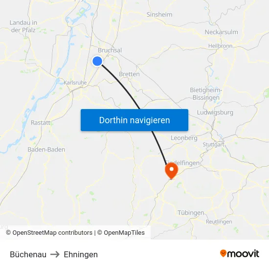 Büchenau to Ehningen map