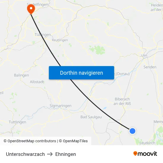 Unterschwarzach to Ehningen map