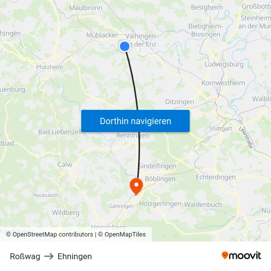 Roßwag to Ehningen map