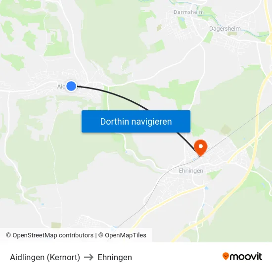 Aidlingen (Kernort) to Ehningen map