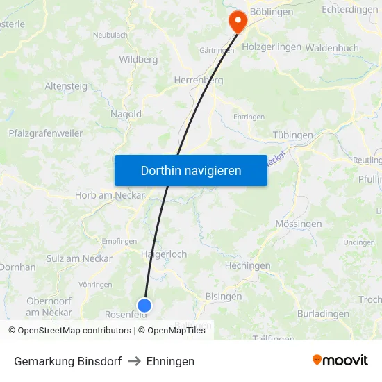 Gemarkung Binsdorf to Ehningen map