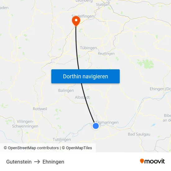 Gutenstein to Ehningen map