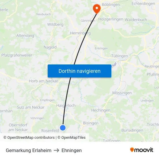 Gemarkung Erlaheim to Ehningen map