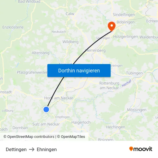 Dettingen to Ehningen map