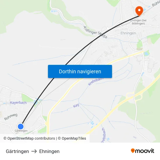 Gärtringen to Ehningen map