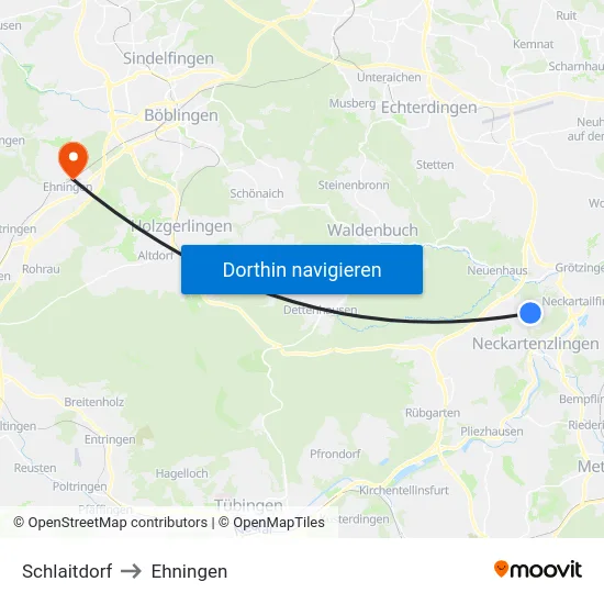 Schlaitdorf to Ehningen map