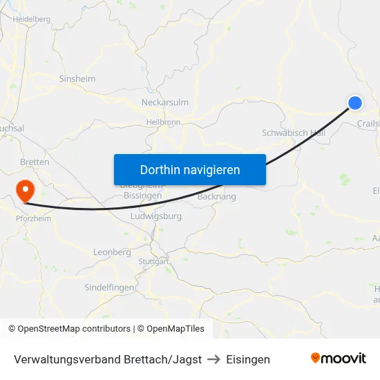 Verwaltungsverband Brettach/Jagst to Eisingen map