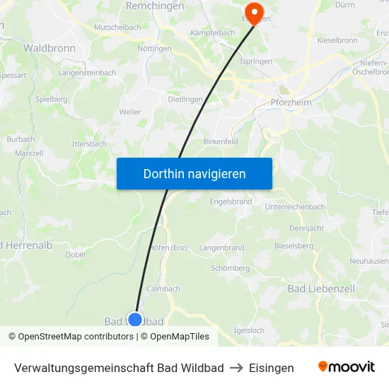 Verwaltungsgemeinschaft Bad Wildbad to Eisingen map